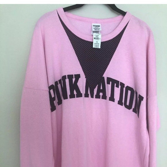PINK Victoria's Secret Tops - Victoria's Secret Pink Nation Campus Mesh Crew MED
